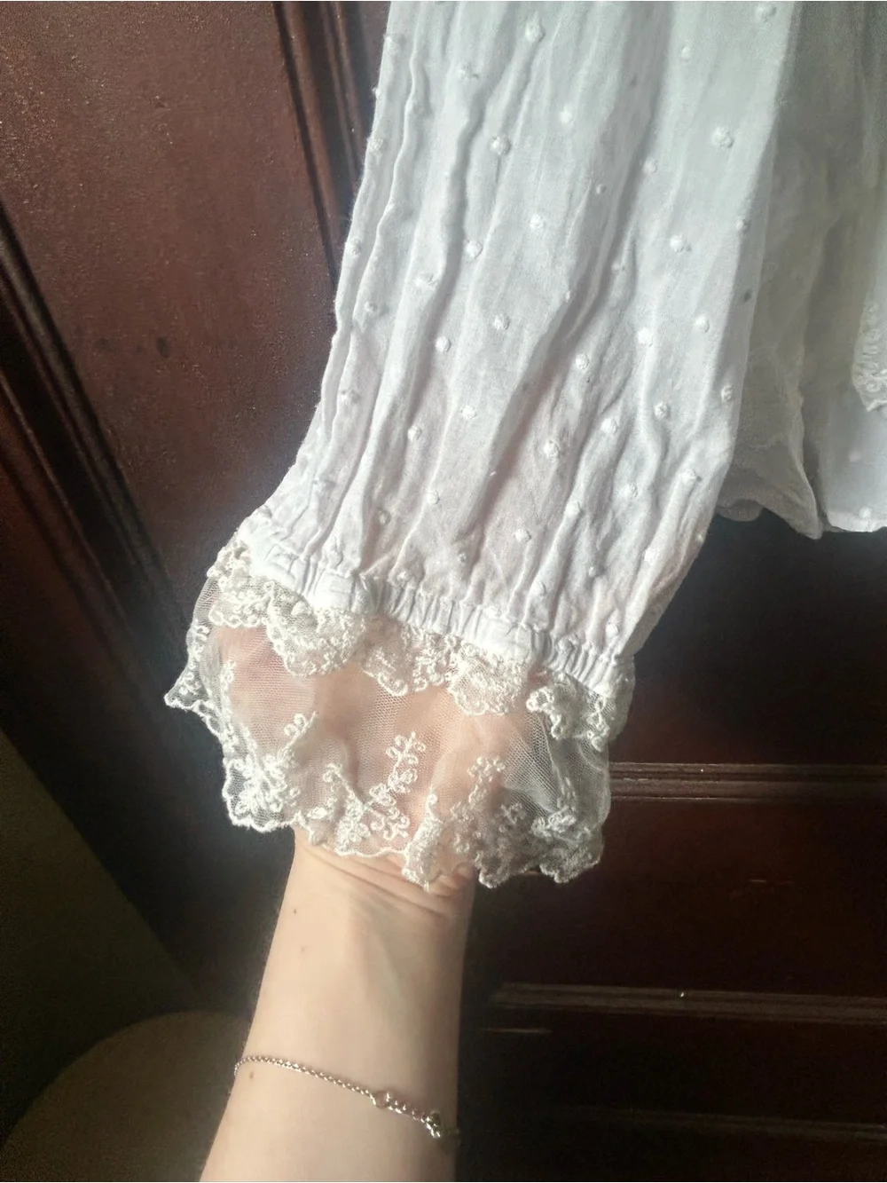 Ulla Johnson White Noemie Victorian Ruffle Lace Blouse Swiss Dot Size 2 - Picture 9 of 11